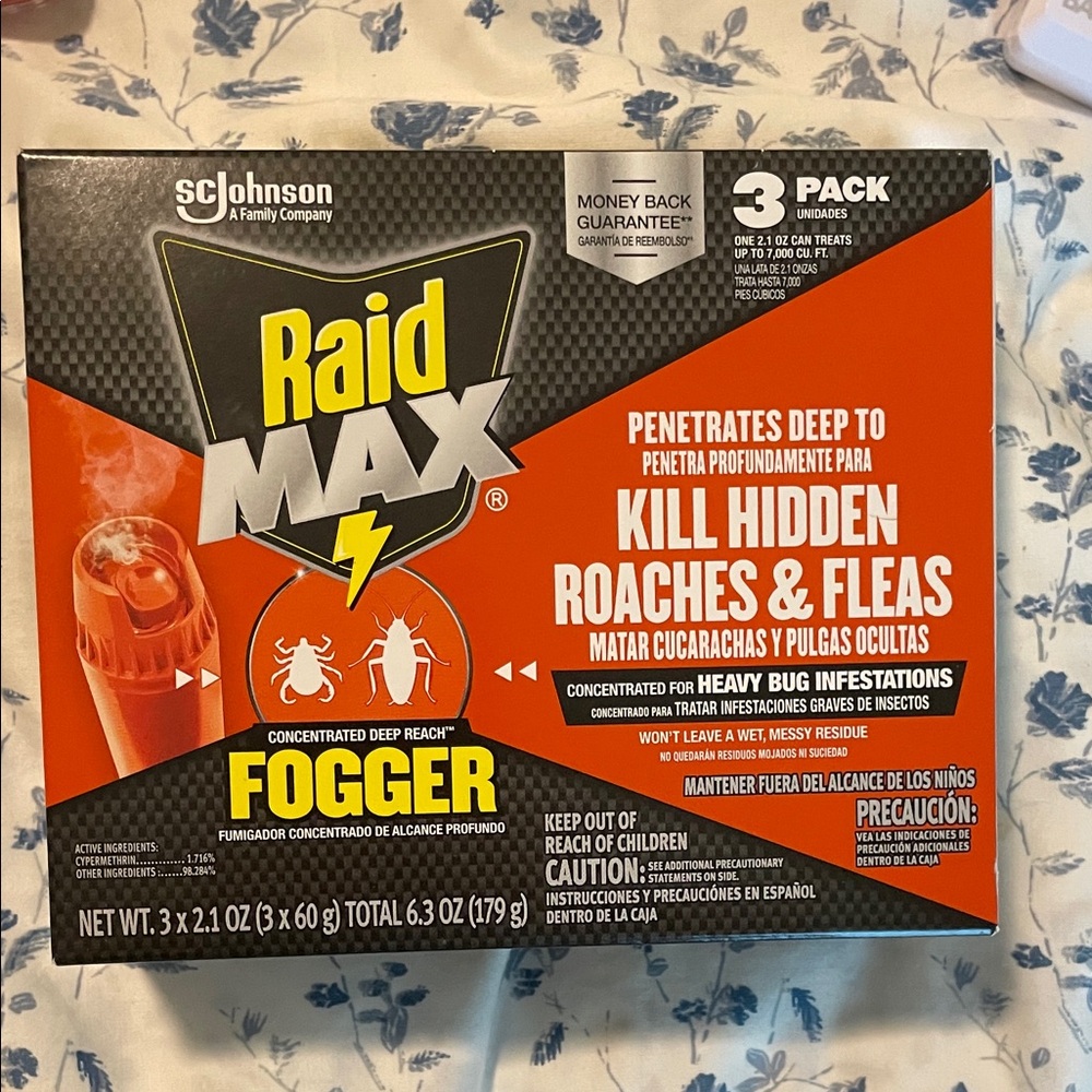 Raid Max Fogger - flea & roach boom (3pack) bug infestation heavy duty!